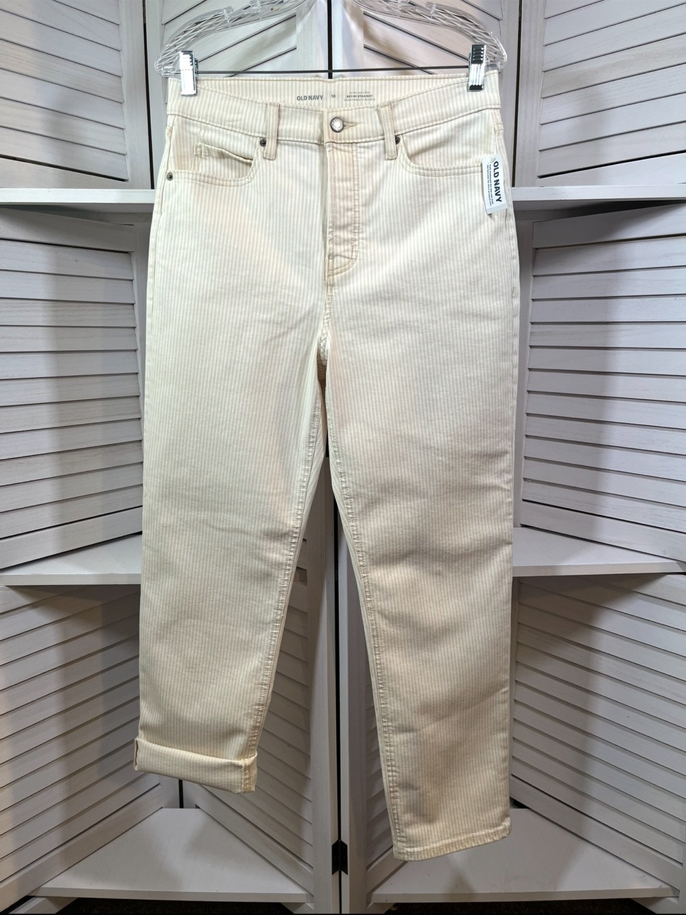 Old Navy Cream High-Rise Ankle Jeans